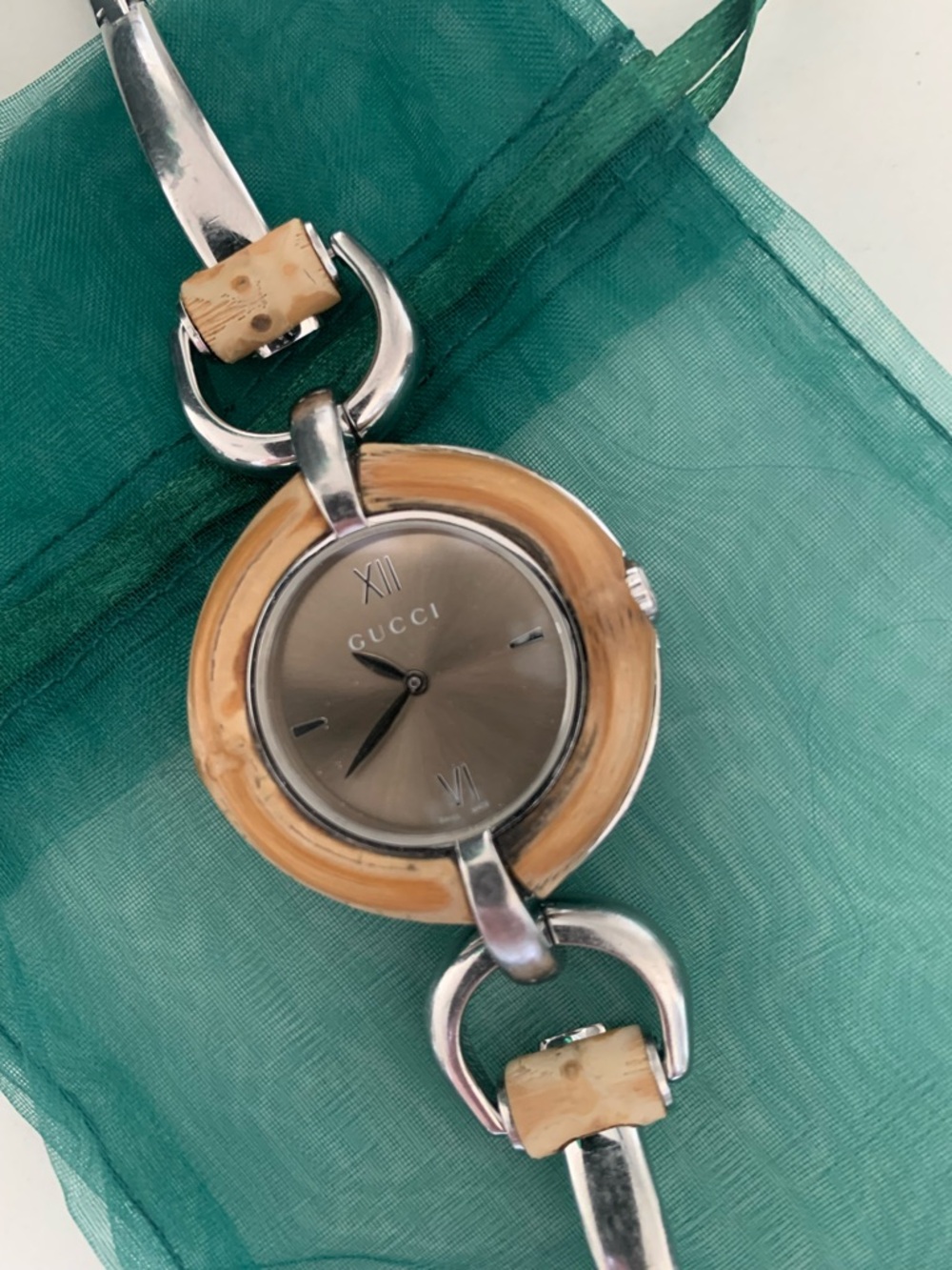 Vintage Gucci Women's Stainless Steel, Bamboo  Bracelet Watch 132.4.